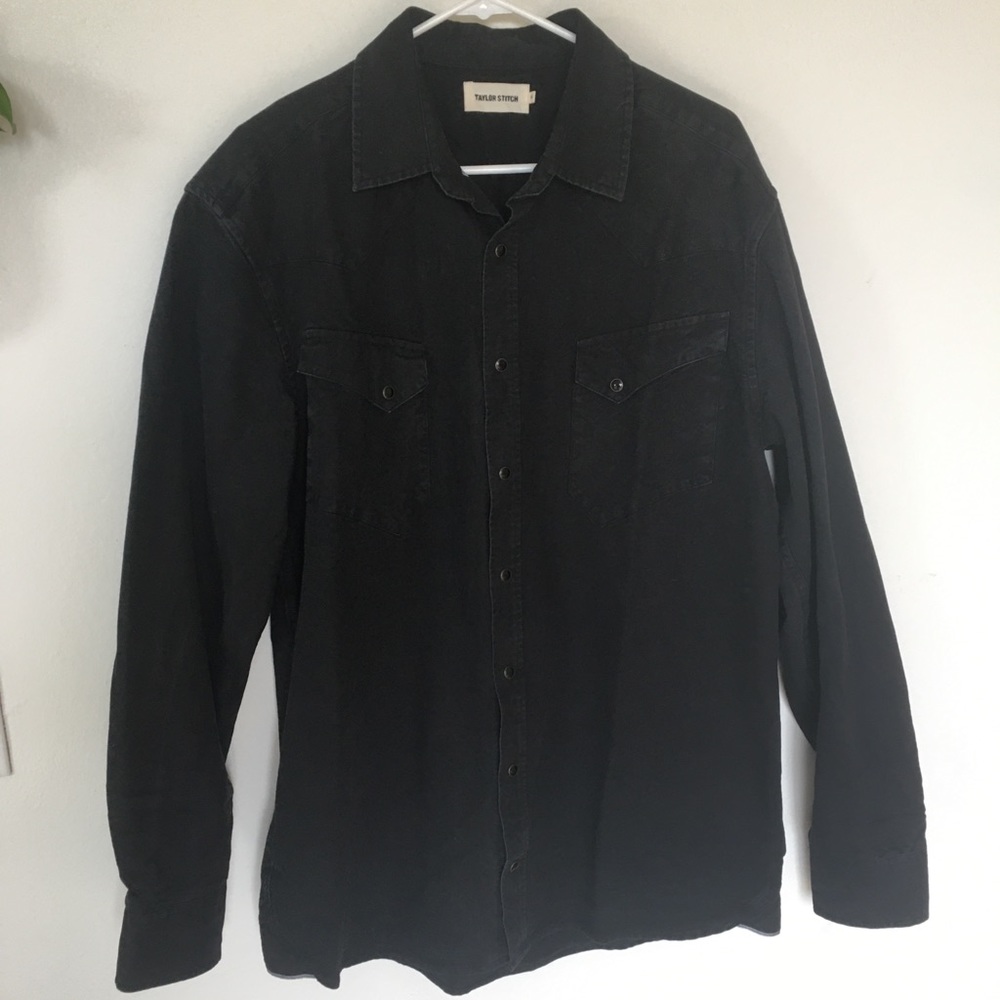 Black selvedge denim western shirt 44 NWOT